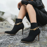 Brand New Women Gold Metal Boot Chain Bracelet Shoe Anklet Love Hearts Charm SET BC156