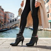 Brand New Women Silver Metal Boot Chain Bracelet Shoe Anklet Pink Flower Charm SET BC144