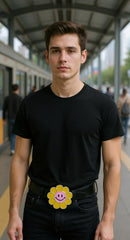 NEW Yellow Happy Hippie Flower Enamel Metal Belt Buckle Daisy