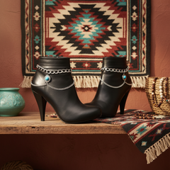 Brand New Women Silver Metal Boot Chain Bracelet Shoe Anklet Turquoise Blue Coin Ethnic Charm SET BC131