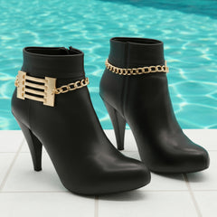 Brand New Women 2PCS Gold Metal Boot Chain Bracelet Shoe Anklet Ladder Charm Set Fashion Jewelry - A PAIR BC26