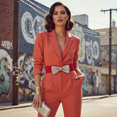 Brand New Women Red Elastic Waistband Fashion Belt Bling Bow Buckle Size S M - WB17