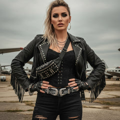 Brand New Women Black Paisley Elastic Fashion Belt Silver Metal Double Western Buckles Size S M - WB32