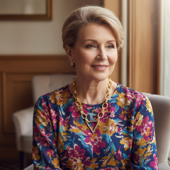 Fashion Necklace Gold Metal Chain Links Silver Triangle Pendant Geometric Shapes