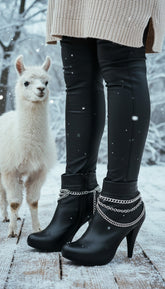 Brand New Women Silver Boot Chain Bracelet Shoe 3 Strand Wave Charm Strap Band Shoe A PAIR SET BC114