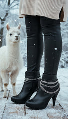 Brand New Women Silver Boot Chain Bracelet Shoe 3 Strand Wave Charm Strap Band Shoe A PAIR SET BC114