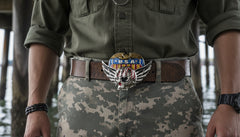 NEW Silver Skull Wings Skeleton USA Army American Eagle Bloody Belt Buckle Men