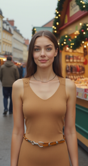 New Cool Women Orange Skinny Braided Waistband Fashion Belt M