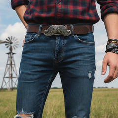 NEW Men Women Silver Metal Fashion Belt Buckle Big Mustache Shape Handlebar Casual Look