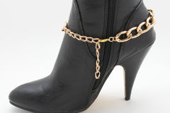 Brand New Women Gold Metal Chain Links Boot Bracelet Shoe Anklet Basic Charm SET BC125