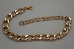 Brand New Women Gold Metal Chain Links Boot Bracelet Shoe Anklet Basic Charm SET BC125
