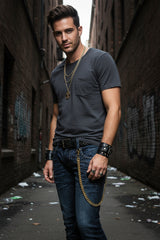 Men Women Gold Chunky Metal Long Thick Links Wallet Strong Chain Key Chain Biker