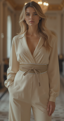 Caramel Beige Wrap Around Wide Waistband Tie Kimono Style Belt Size S M