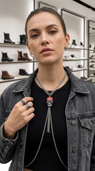 Brand New Women’s Silver Metal Body Chain Harness Necklace Women Red Skull Charm Punk Rock - WN29