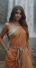 Nice Ivory Beige Tie Waist Faux Suede Belt Silver Metal Rings S M