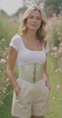 Fun Women Champagne Beige High Waist Hip Fashion Corset Elastic Belt Sexy Party S M