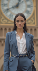 New Women Blue Skinny Braided Band Classic Look Belt Silver Metal Hook Buckle M