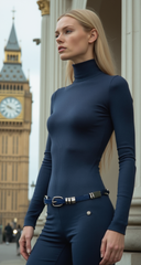 New Women Blue Skinny Braided Band Classic Look Belt Silver Metal Hook Buckle M