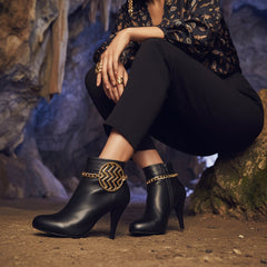 Brand New Women 2PCS Gold Metal Boot Chain Bracelet Shoe Anklet Round Chevron Charm Set Fashion Jewelry - A PAIR BC21