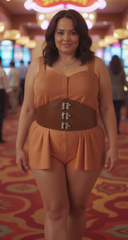 Fun Women Hip Waist Silver Metal Hooks Buckle Fashion Wide Brown Corset Belt S - XXL