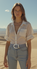 Chic Women Waist Hip White Faux Leather Braided Web Net Mesh Fabric Fashion Belt S M