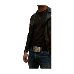 Men’s Western Work Belt Buckle – Heavy-Duty Silver Cross Buckle, Rugged Cast Metal, Fits 1.5" Snap Belts – Ranch, Rodeo, Outdoor & Everyday