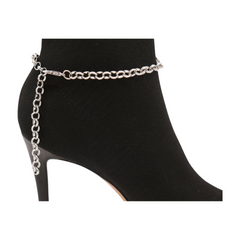 Brand New Women Silver Metal Boot Chain Bracelet Shoe Anklet Filigree Ethnic Coin Charm SET BC136