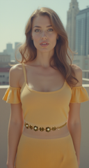 New Women Gold Metal Chain Narrow Playful Filigree Fashion Belt Flower Charms S M