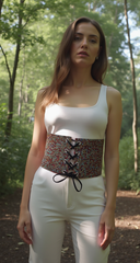 New Women Wide Black Corset Fashion Belt Multicolor Rhinestones High Waist M