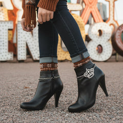 Brand New Women Silver Metal 2PCS Boot Chain Bracelet Shoe Anklet Bling Crown Queen Charm Fashion Jewelry Set - A PAIR BC7