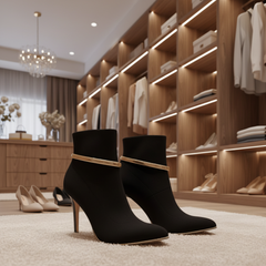 Brand New Women Gold Metal Boot Chain Bracelet Shoe Anklet Elastic Band Charm Classic SET BC103