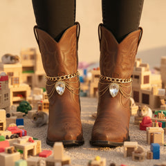 Brand New Women 2PCS Gold Boot Chain Bracelet Waves Bling Bead Charm Shoe Anklet BC66