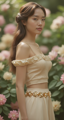 New Women Gold Metal Chain Narrow Playful Filigree Fashion Belt Flower Charms S M