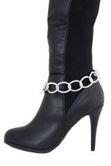 Brand New Women Silver Metal Boot Chain Bracelet Shoe Anklet Thick Links Charm SET BC304