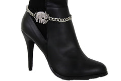 Brand New Women Silver Metal Boot Chain Bracelet Shoe Anklet Elephant Charm SET BC278