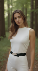 Women Black Stretch Waistband Fashion Belt with Gold Oval Bling Buckle S M