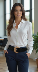 ChicWomen Black Faux Patent Leather Fashion Belt Big Gold Metal Filigree Buckle S M