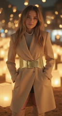 Women Waist Hip Shiny Gold Elastic Unique Sexy Fashion Belt Metal Buckle Fit S M