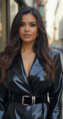 Cool Women Shiny Black Wide Band Belt with Gold Metal Buckle Adjustable Size M/L/XL