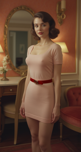 Women Red Faux Patent Leather Skinny Fashion Belt Gold Metal Circles Buckle S M