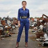 Brand New Women Black Wide Elastic Waistband Fashion Belt Gold Metal Interlocking Buckle Size S M - WB31