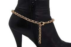 Brand New Women Antique Gold Metal Boot Chain Bracelet Shoe Anklet Turquoise Cream Beads + Feathers Charms SET BC143