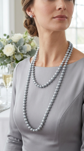 Brand New Women Gray Cream Imitation Pearl Necklace Women Extra Long 56 In Fashion Jewelry - WN21
