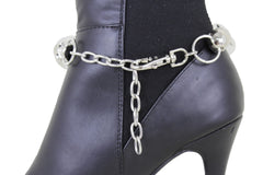 Brand New Women Silver Metal Boot Chain Bracelet Shoe Anklet Skulls Charm SET BC167