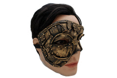 Brand New adult steampunk half face mask metallic gold black masquerade costume mask, industrial cosplay accessory, gothic festival face mask M13