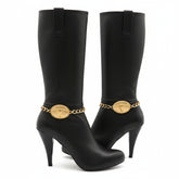 Brand New Women 2PCS Gold Metal Boot Chain Bracelet Shoe Anklet Texas Long Horn Bull Charm Set Fashion Jewelry - A PAIR BC30