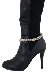 Brand New Women Silver Metal Boot Chain Bracelet Shoe Anklet Gold Mesh Bling Charm SET BC194