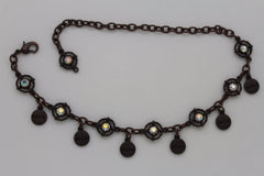 Brand New Women Brown Metal Boot Chain Bracelet Shoe Anklet Bling Grace Hope Smile Shine Charm SET BC266