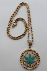 Brand New Men Gold Metal Chain Fashion Necklace Long Streetwear Marijuana Weed Charm - M5