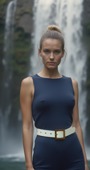 Women White Faux Leather Skinny Classic Basic Simple Belt Gold Square Buckle S M